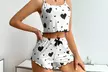 Women 2-Piece Cute Heart Print Pajama Set Cami Top & Shorts Summer Sleepwear - Image 2