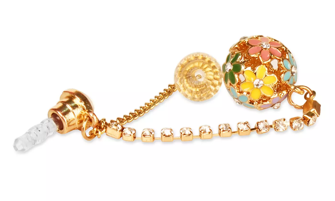 Colorful Crystal Diamond 3.5mm Headphone Jack Anti Dust Cap Pendant - Primary Image