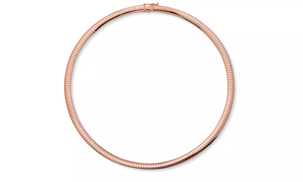 Rose Gold-Plated Omega-Link Choker Necklace 18" - Primary Image
