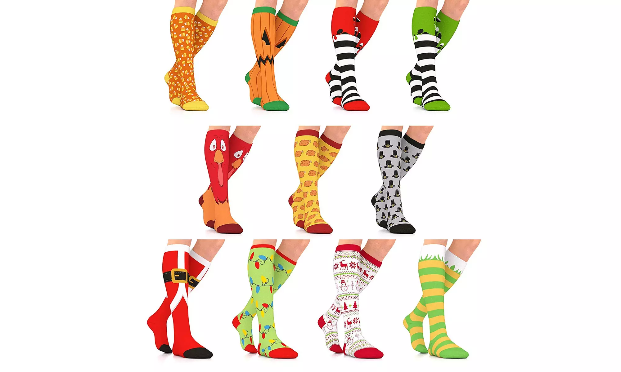 Go2Socks GO2 Holiday Compression Socks Women Men Nurses Runners 15-20 mmHg - Primary Image