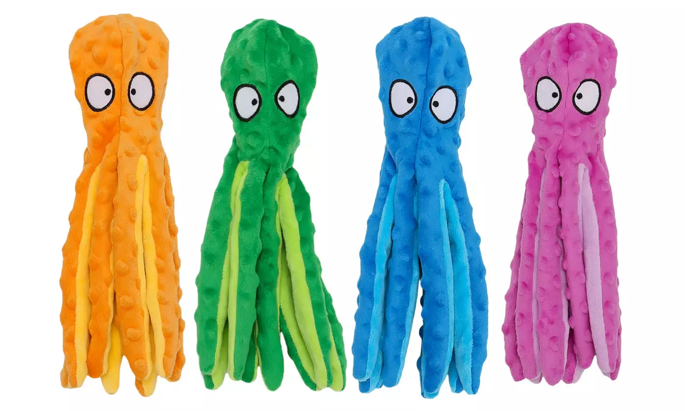 Squeaky Octopus Plush Toy Puppy Dog Chew Toys for Interactive Training Games - Primary Image