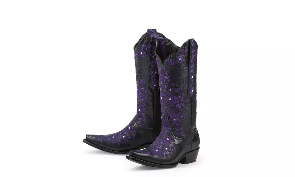 Black Star SWEETGRASS (Black/Purple) Women's Cowboy Boots - Primary Image
