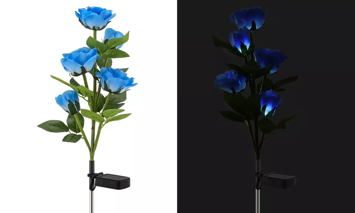 Solar Powered Waterproof Outdoor Solar Garden Stake Lights LED Rose Flowers