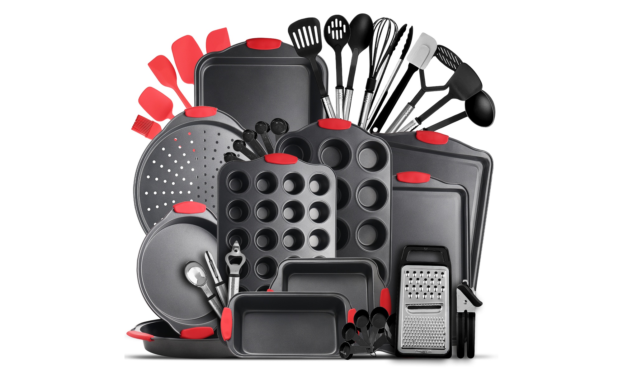 JoyTable Kitchen 39 PC Full Bakeware Set & Utensil Set - Pans, Gadgets, Utensils