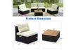 5 Piece Patio Rattan Furniture Set Acacia Wood Table Top Sofa Cushion Deck - Second Medium