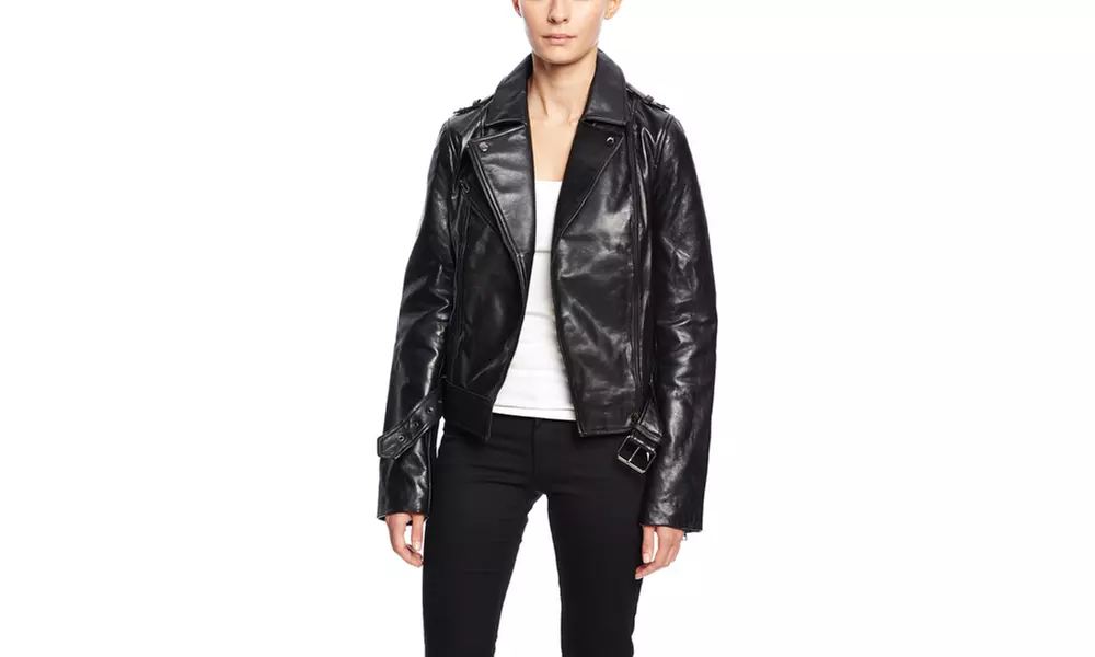 SOIA  KYO Leather Jacket With Zipper Details - Primary Image