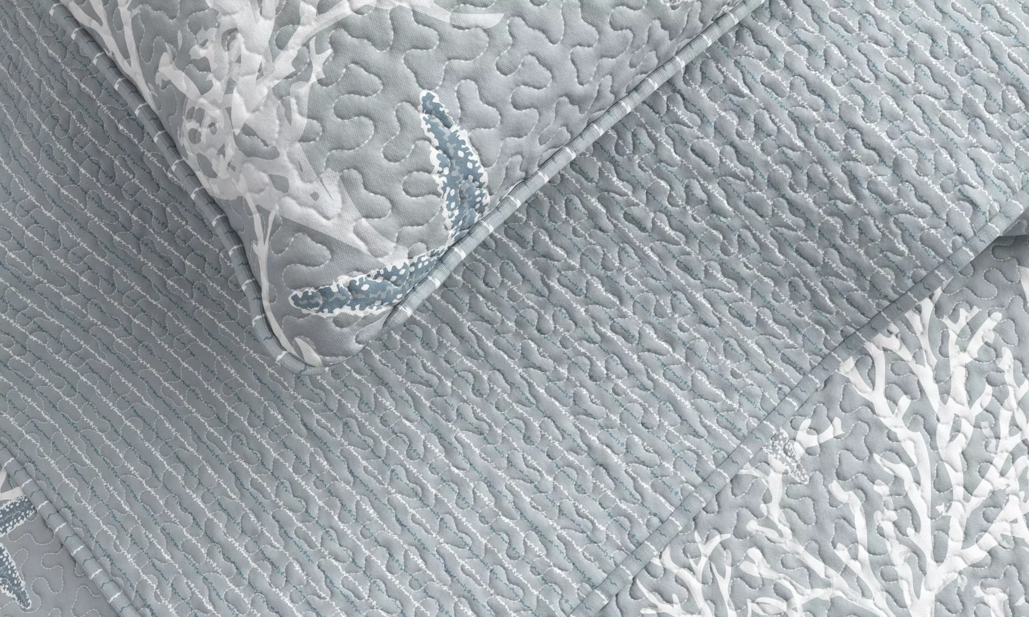 FreshFolds Reversible Coastal Themed Quilt Set (2- or 3-Piece) Seaside Escape