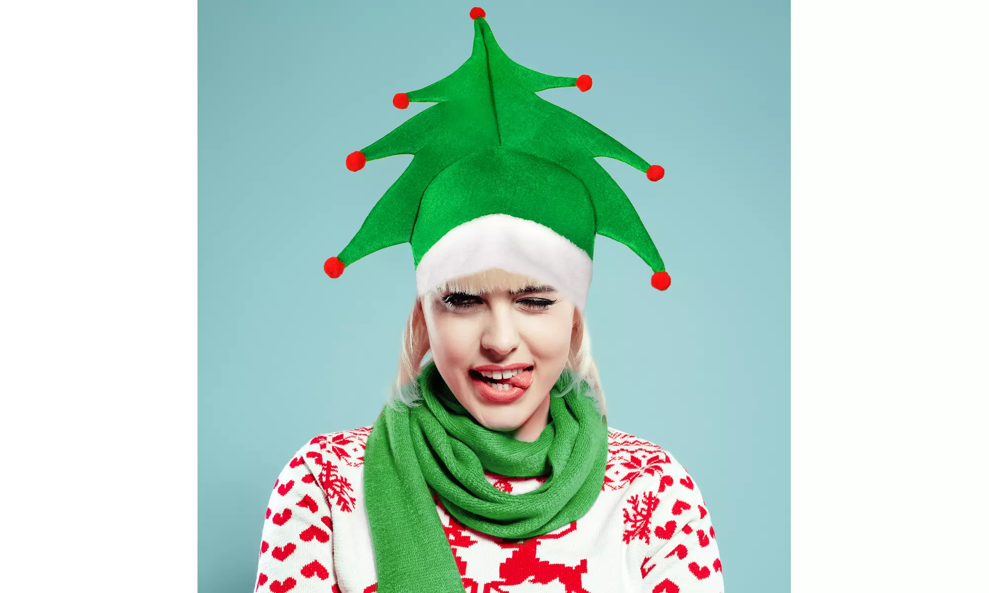 Festive Holiday Ugly Christmas Tree Santa Hat for Adults & Kids  - Second Medium