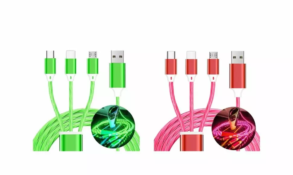 3-in-1 Flowing Luminous LED Fast Charging Cable  (3.3ft)