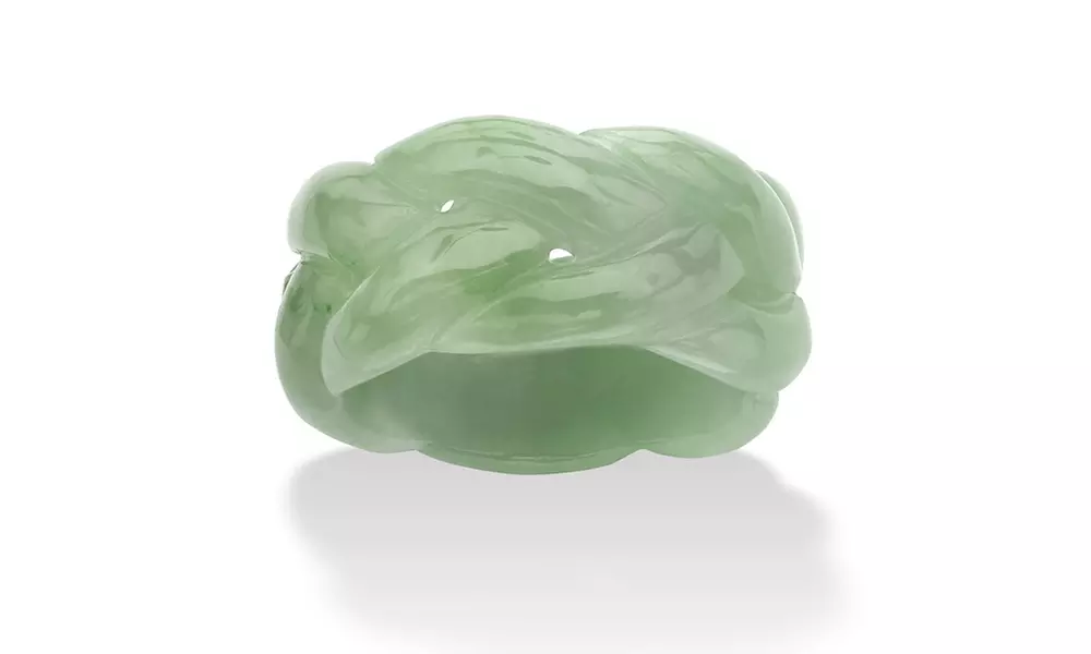 Genuine Green Jade Braided Eternity Ring - Primary Image