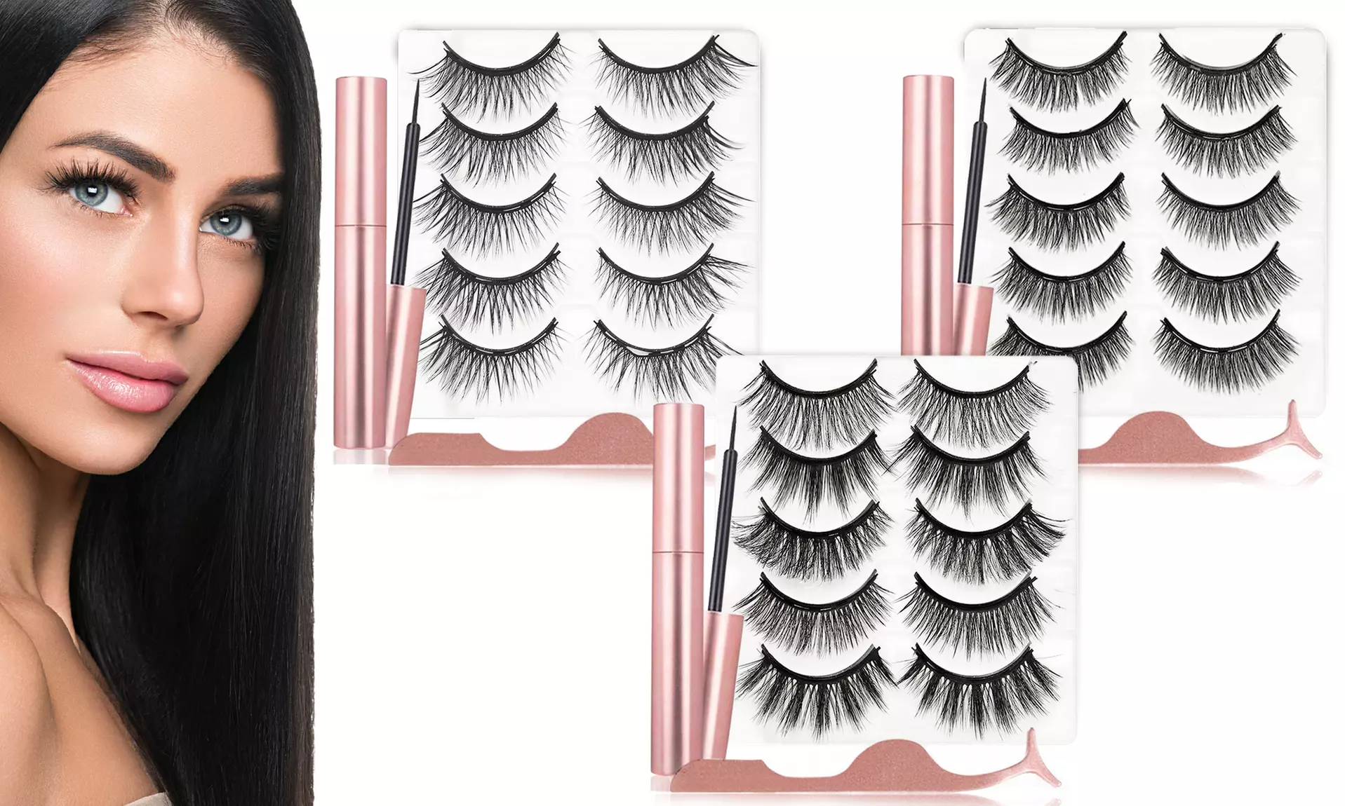 Voluminous Magnetic Eyelash, Eyeliner and Tweezer Kit - Primary Image