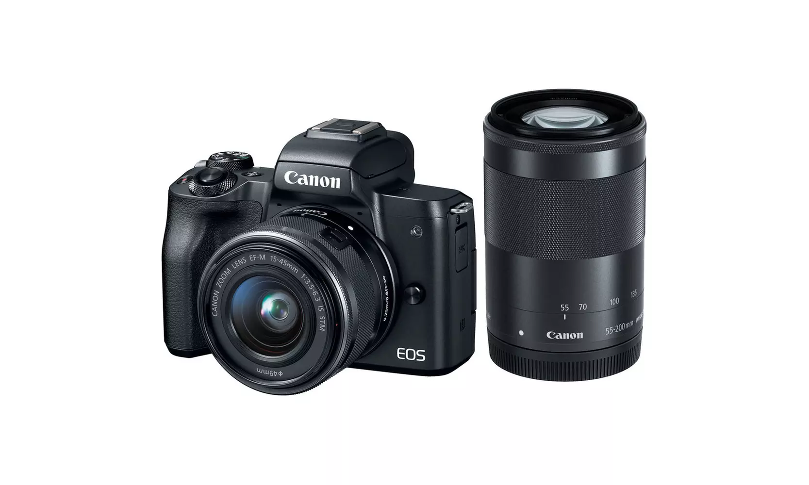 Canon EOS M50 Mirrorless Digital Camera with 15-45mm and 55-200mm Lenses (Black) - Primary Image