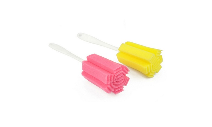 3Pcs Kitchen Handle Sponge Brush Bottle Cup Glass Washing Cleaning