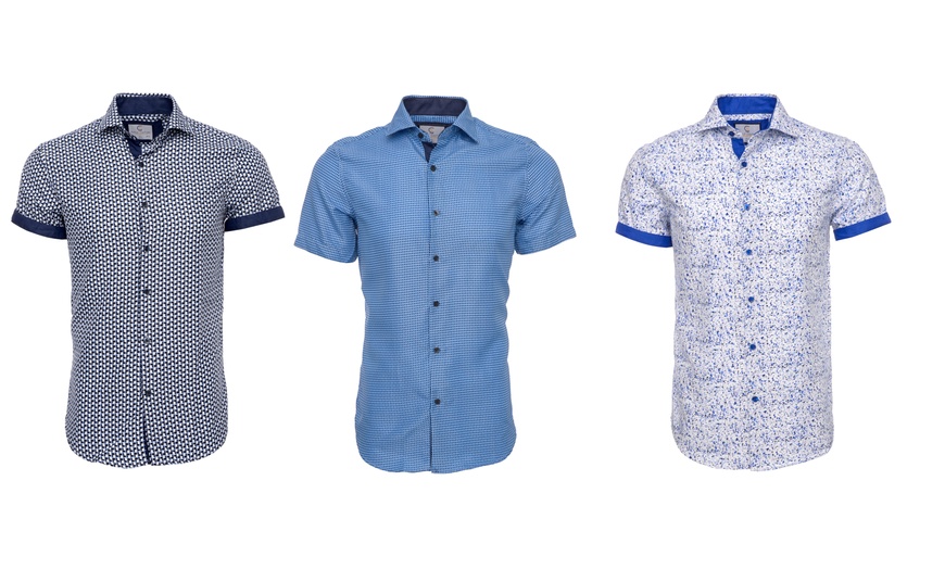 men's slim fit short sleeve button down