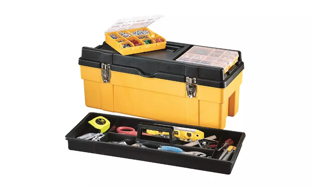 Stack-On 26" Plastic Tool Box w/2 Removable Boxes-Red - Second Medium