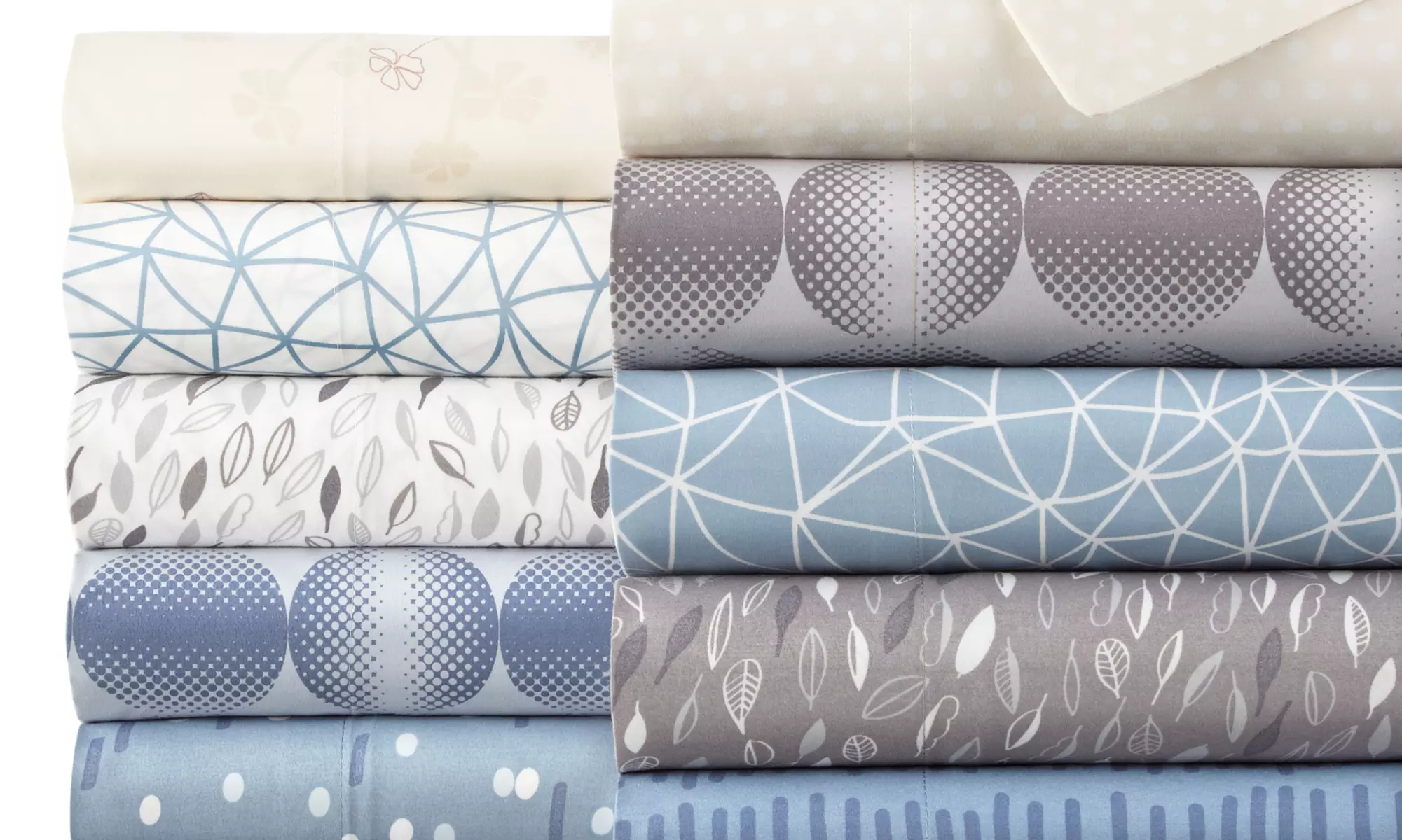100 GSM Double-Brushed Microfiber Contemporary Printed Sheet Set. Multiple Options Available. - Primary Image