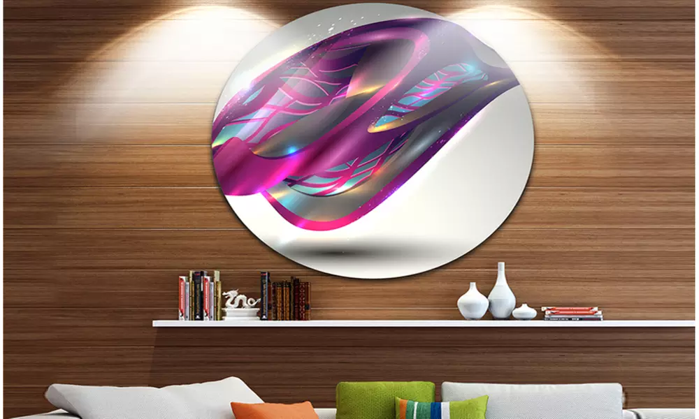 Purple Associative Illustration' Disc Contemporary Circle Metal Wall Art - Primary Image