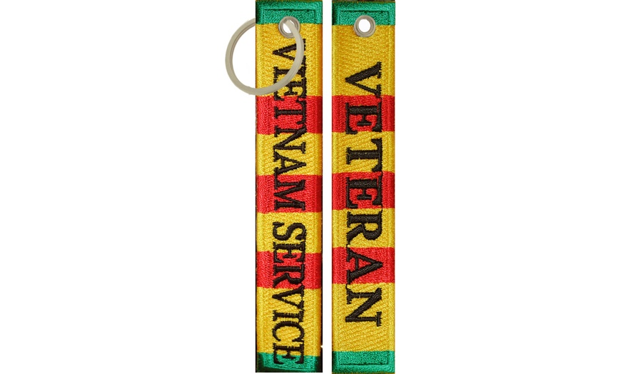 Image 1: Vietnam Veteran Service Ribbon Keychain/Luggage Tag