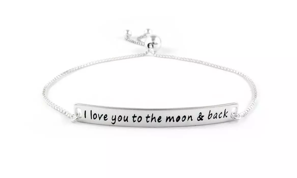 925 Sterling Silver Adjustable Bracelet With Love Engravings - Multiple Options