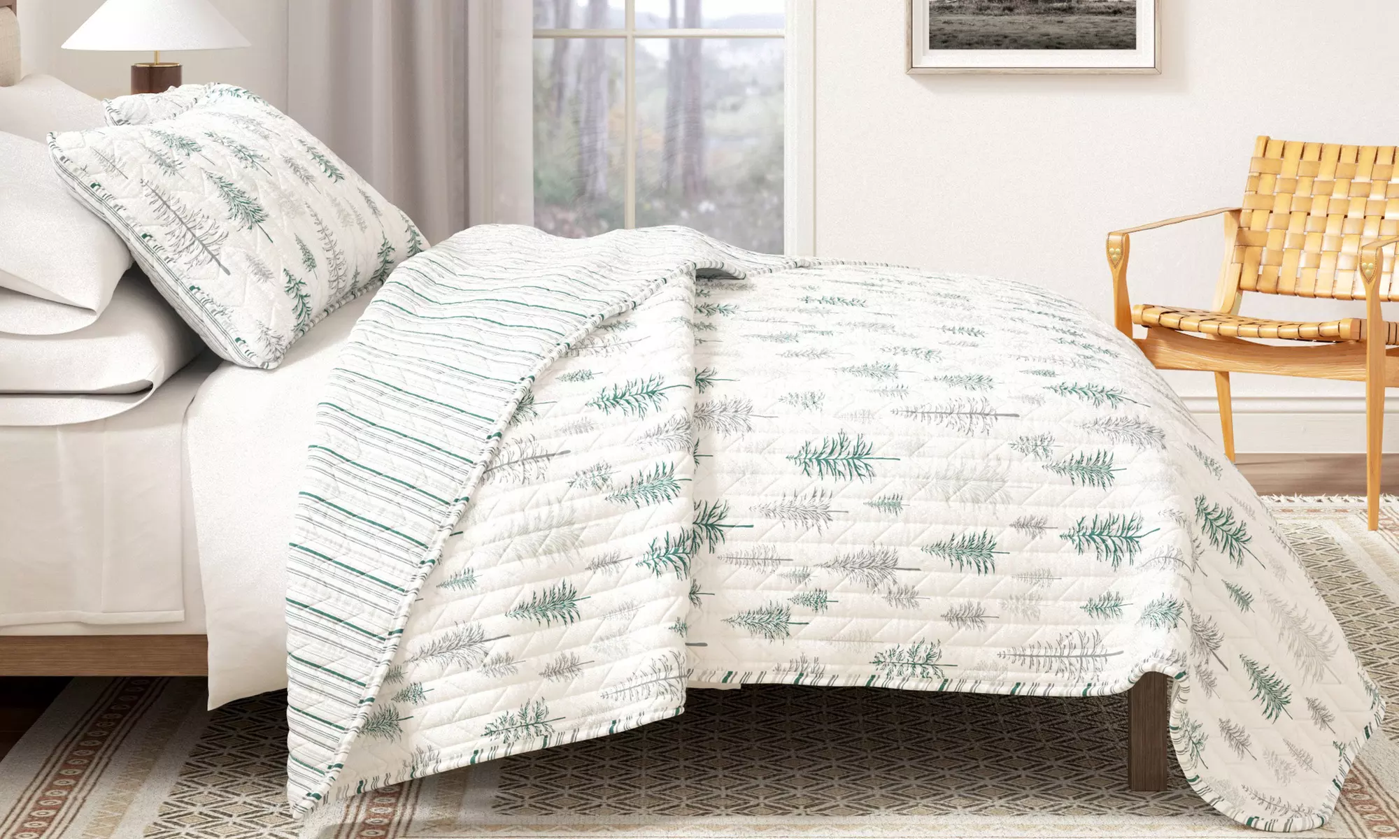 Two- or Three-Piece FreshFolds Reversible Lodge Printed Quilt Set