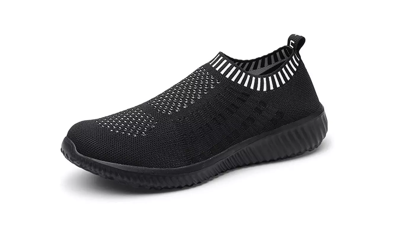 Haute Edition Women's Stretch Knit Mesh Slip-On Comfort Sneakers
