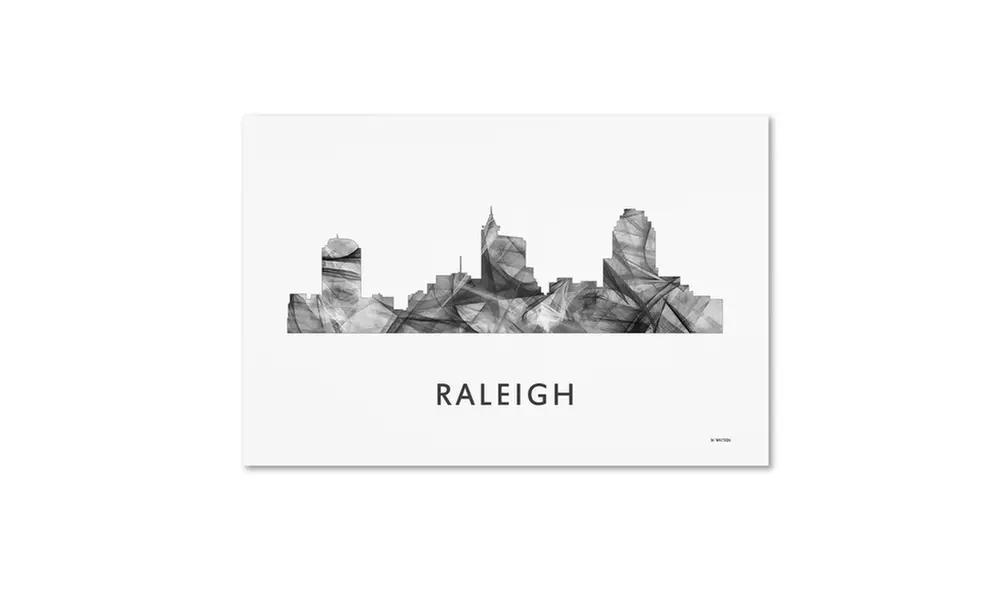 Marlene Watson 'Raleigh North Carolina Skyline WB-BW' Canvas Art - Primary Image