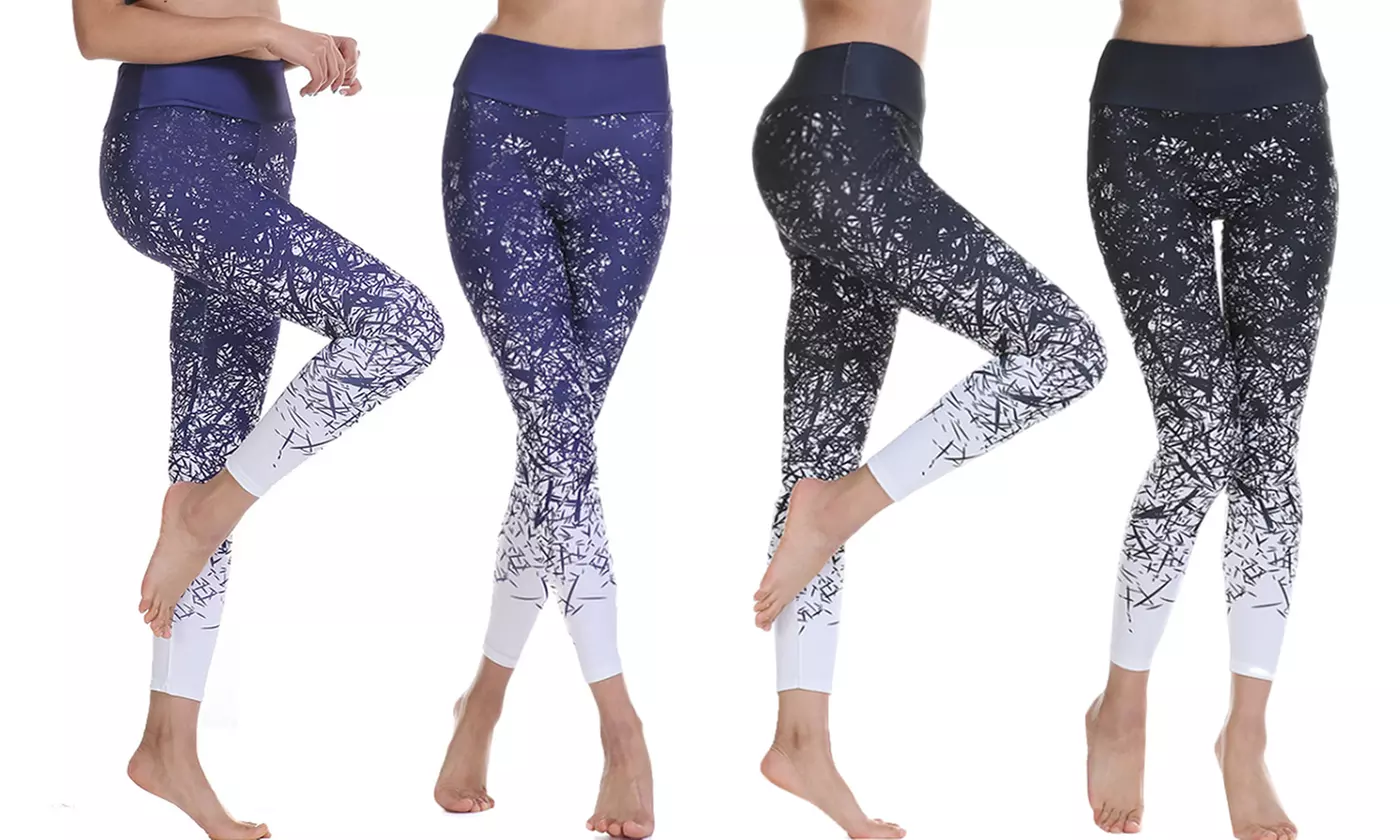 Women High Waist Printed Yoga Pants Tummy Control Workout Stretch Yoga Leggings - Primary Image