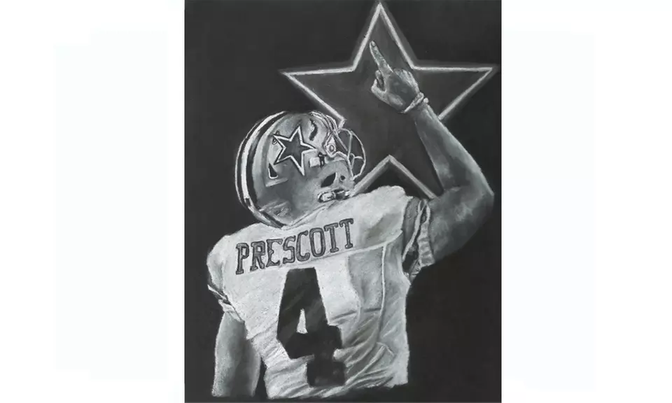 Dallas Cowboys Dak Prescott Football Baseball Limited Edition Lithograph Print  - Primary Image