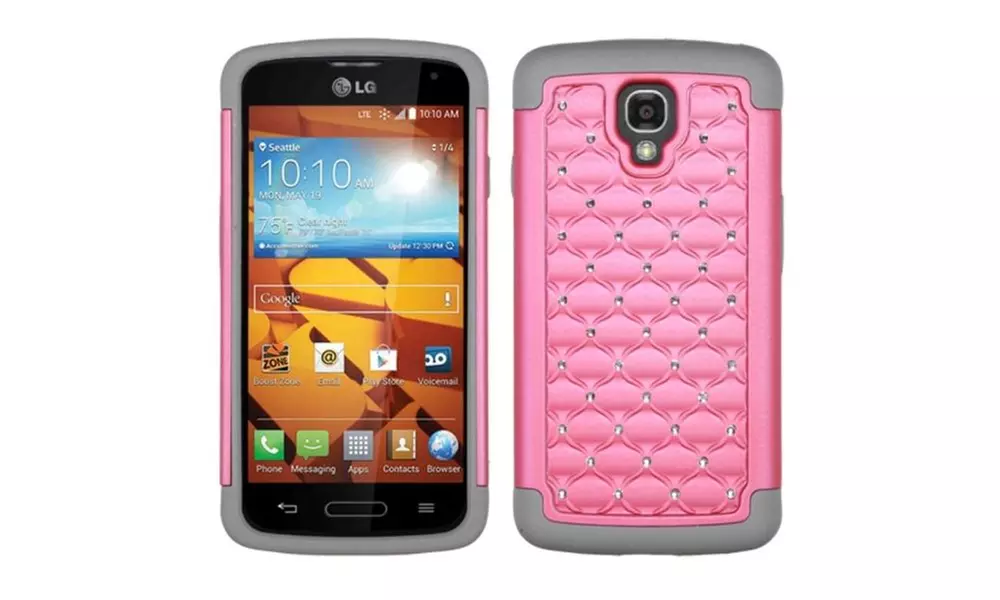 Insten Hard Hybrid Silicone Cover Case w For LG Volt LS740 - Pink Gray - Primary Image