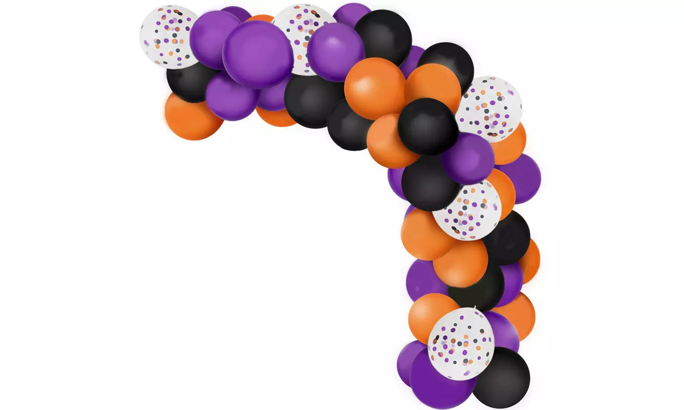 129 Pcs Black Orange Purple Balloons Arch Garland Kit for Party New Year Decor - Second Medium