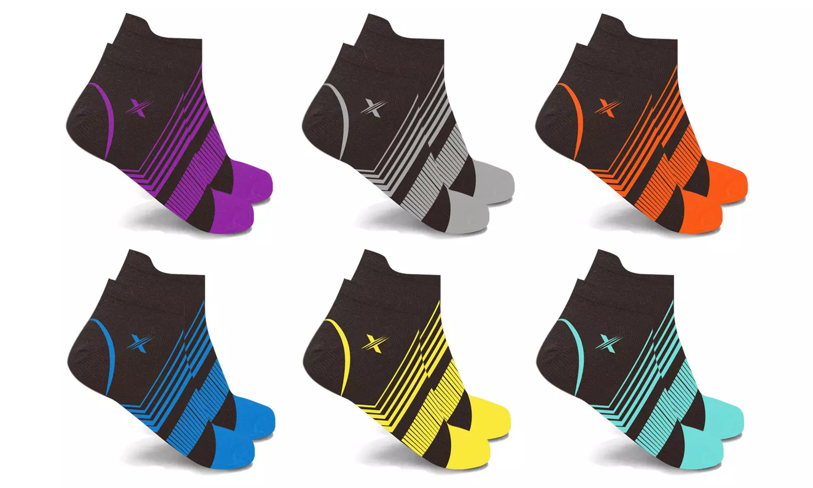 XTF Ultra V-Striped Ankle Compression Socks (6-Pack) - Second Medium