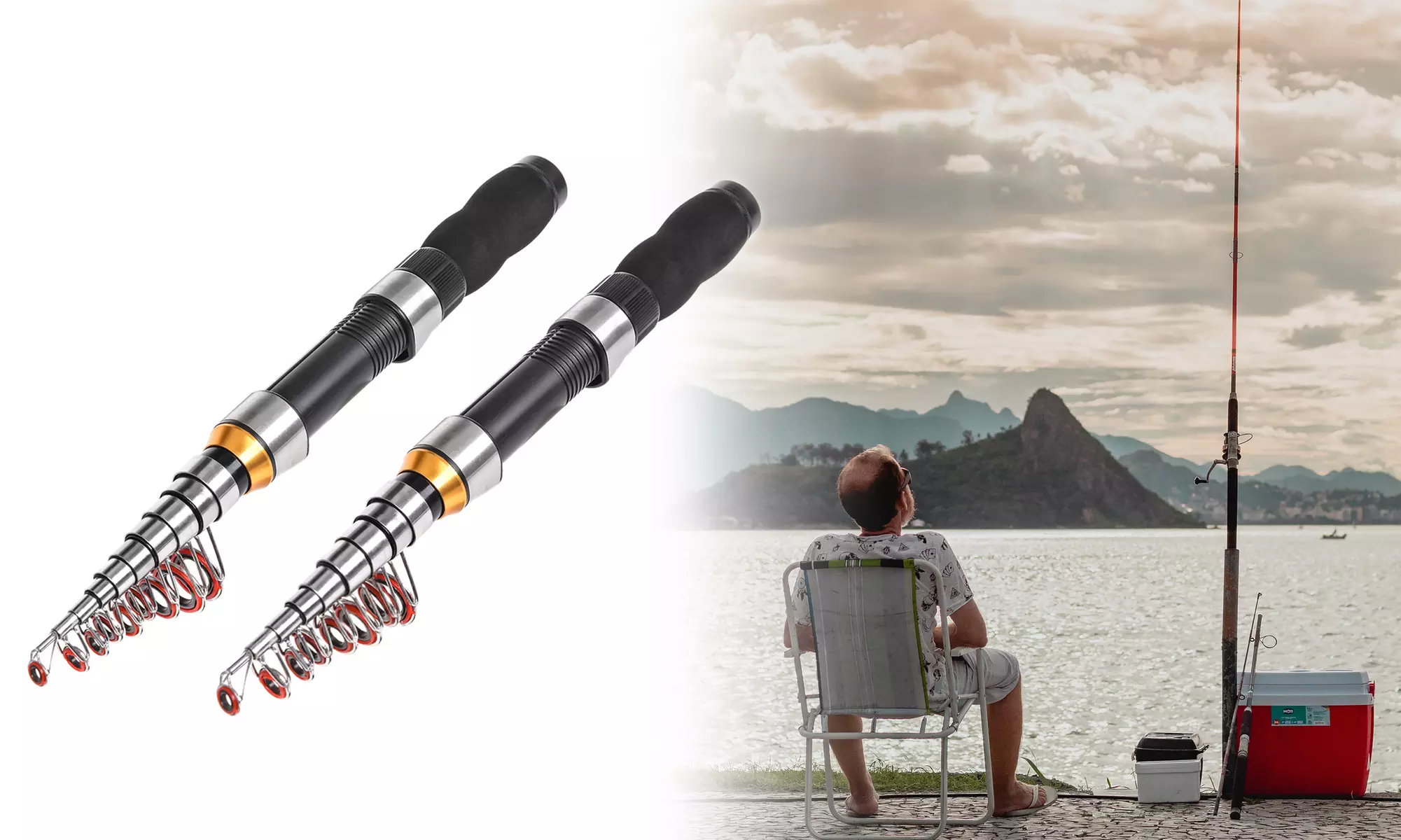 Fishing Rod Telescopic Design Outdoor Portable with Durable Comfortable Handle - Primary Image
