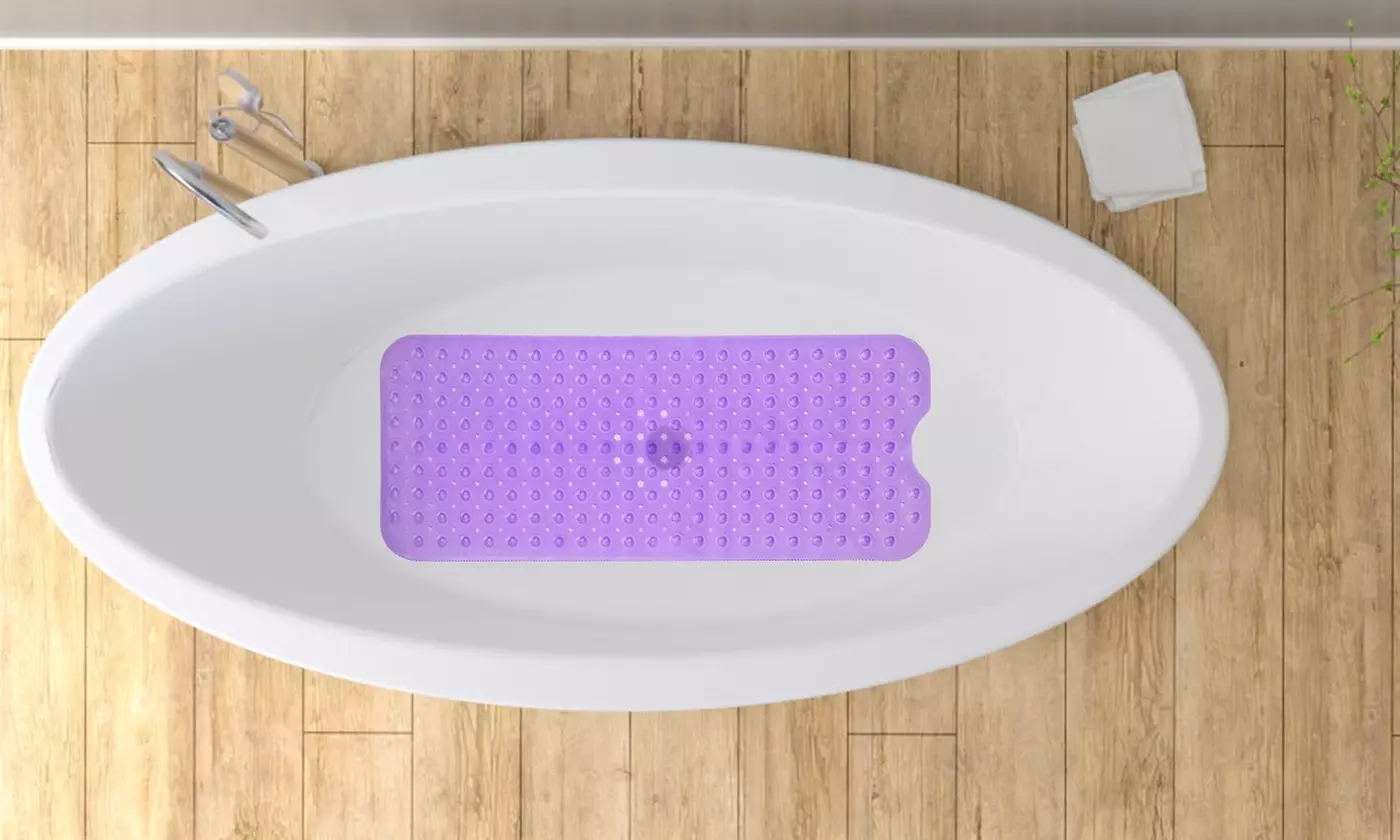 iMounTEK Non-Slip Pebble Bath Mat with Suction Cups & Drain Holes