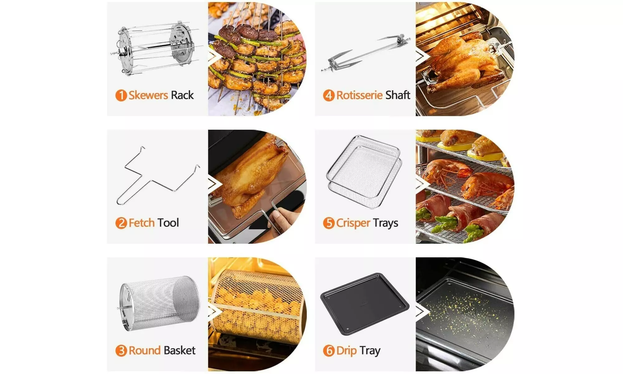 Whall 13QT Electric Air Fryer Oven, 1700W, 12-in-1 Family Rotisserie - Renewed