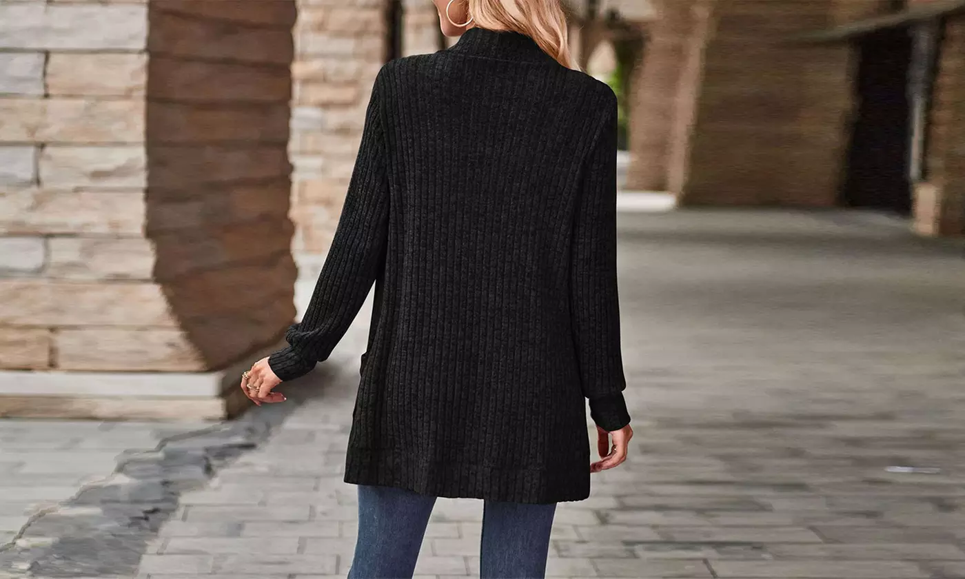 Bohuma Women's Soft Sweater Solid Casual Open Front Cardigan with Pocket