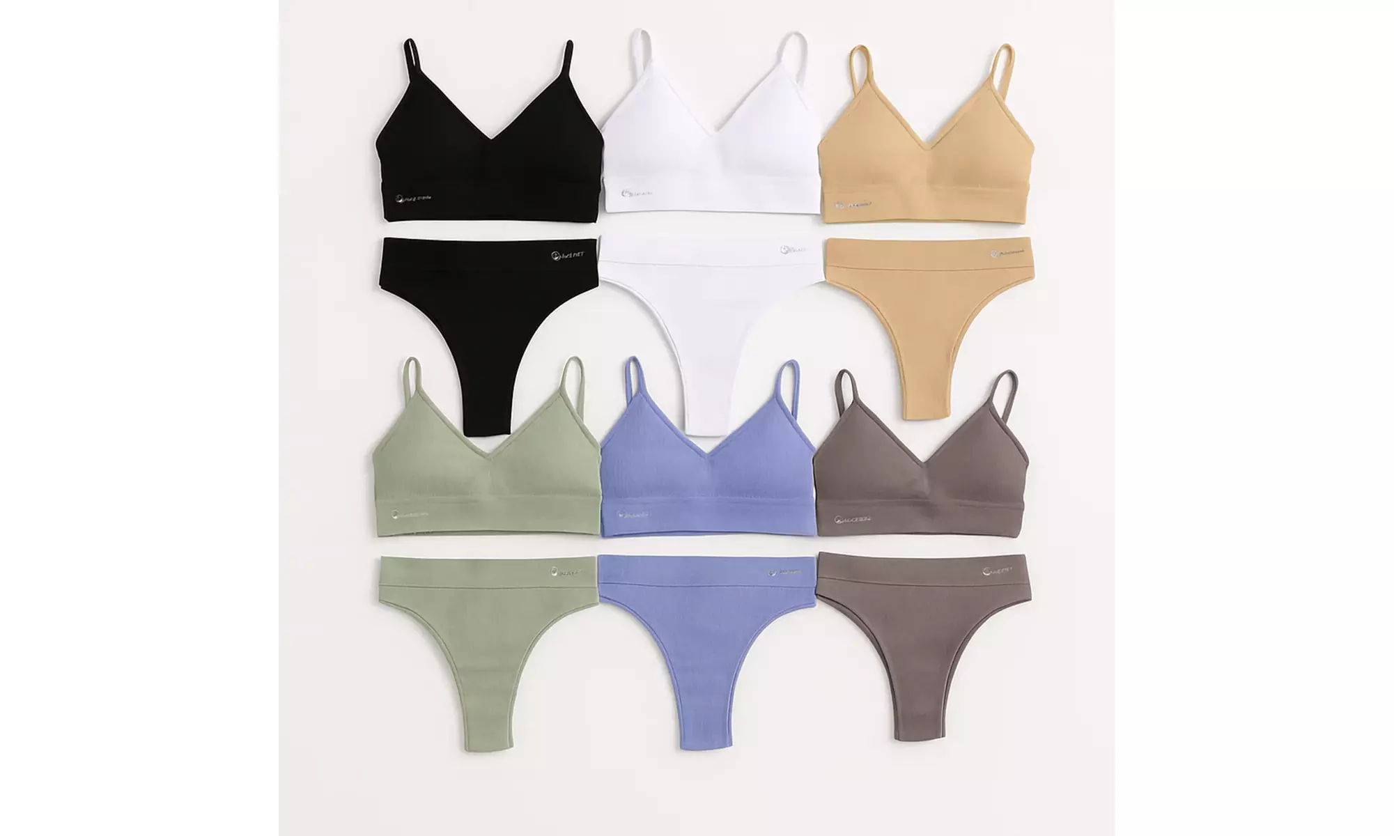 Talmont Seamless Ribbed Bra and Panty Set Soft Stretchy Lounge Lingerie