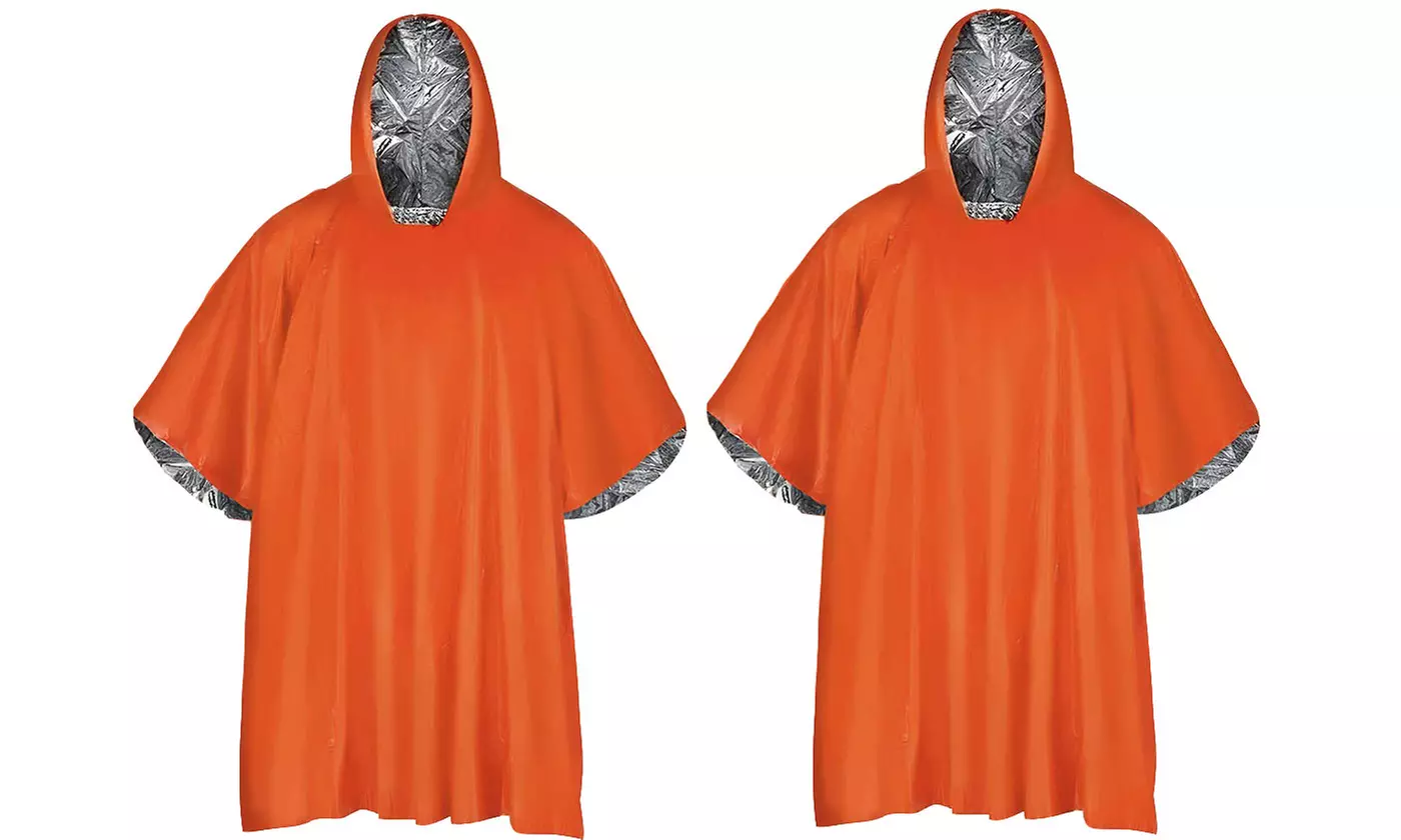 Reusable Mylar Thermal Blanket Poncho Emergency Survival Rain Camping Gear