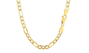 14k Yellow Gold Diamond Cut Solid Figaro Chain - 4.5 mm