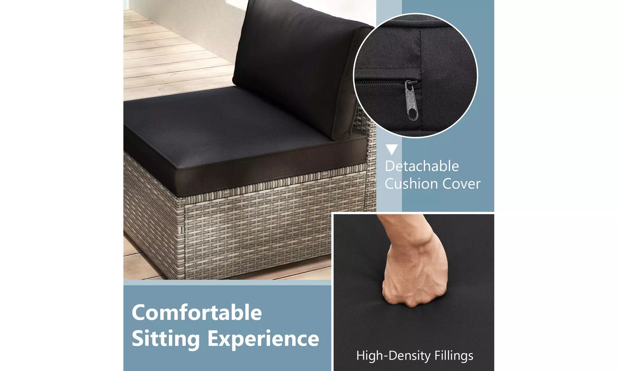 Costway Outdoor Patio Sectional Sofa Couch PE Rattan Conversation Set
