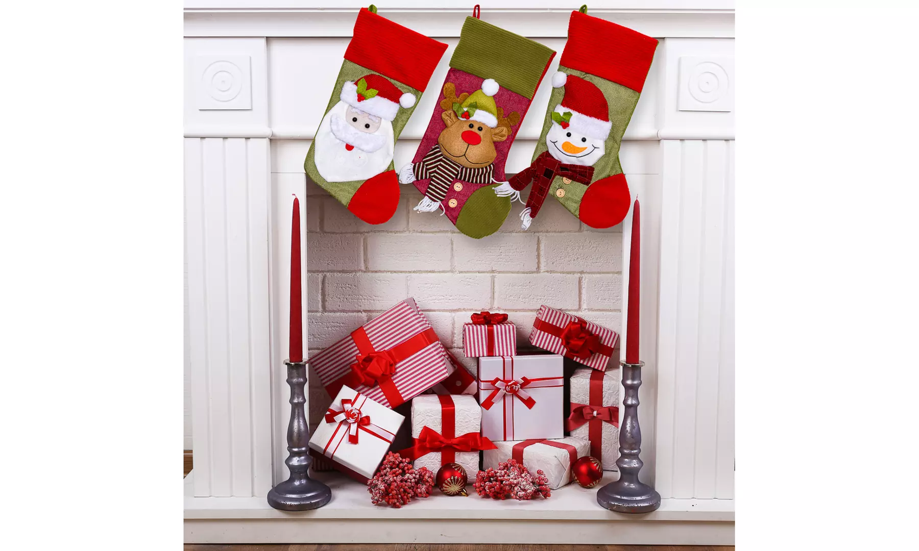 Jolly Christmas Stockings 2-Pack or 3-Pack Festive Holiday Décor