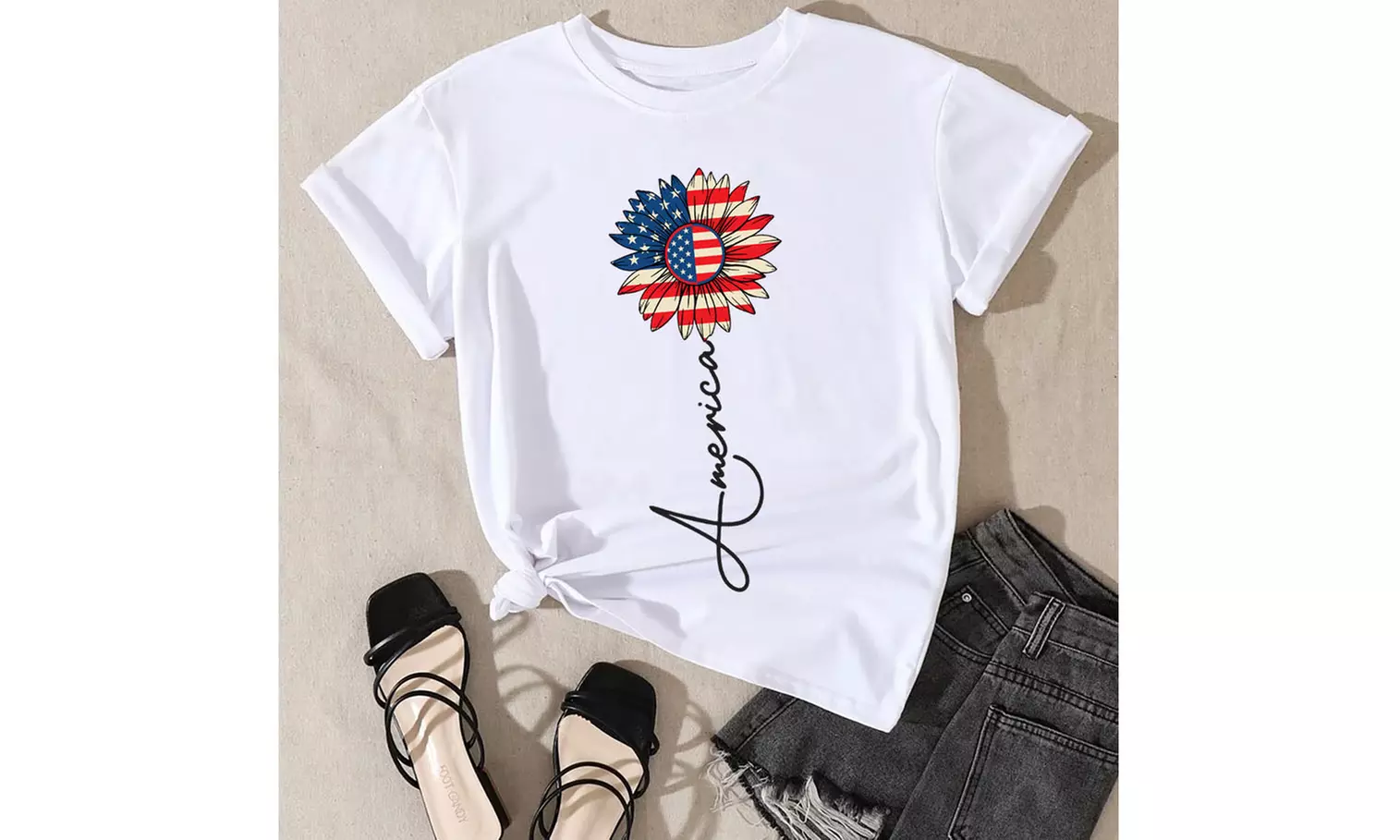 Women Miss American Flag Patriotic T-Shirt (S-2XL)