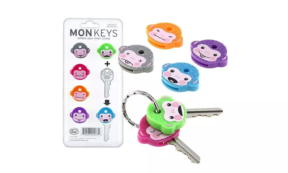 Fred & Friends Monkey Cool Chimp Key Cap Covers Six Color Keychain - Primary Image