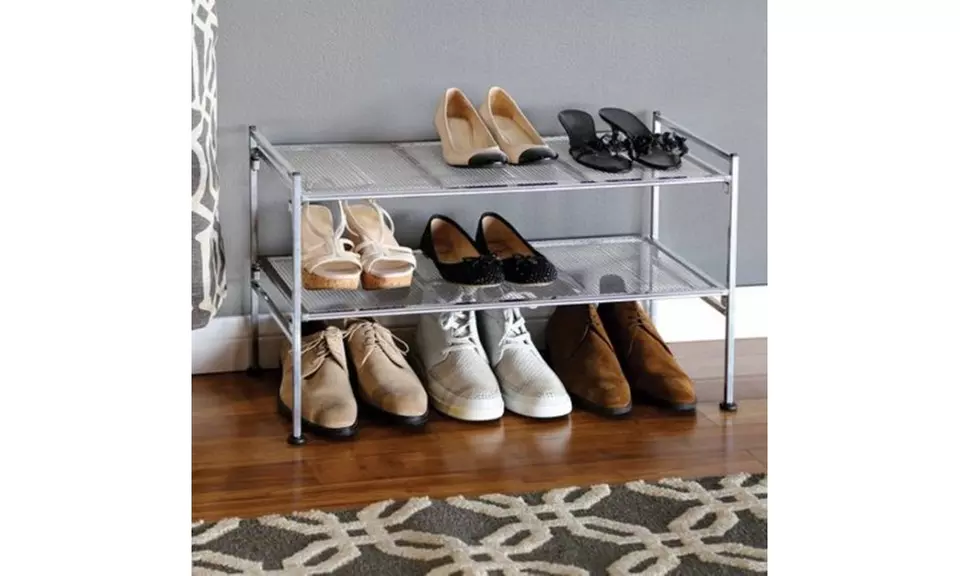 2-Tier Chrome Iron Mesh Utility Shoe Seville Classic Rack - Second Medium