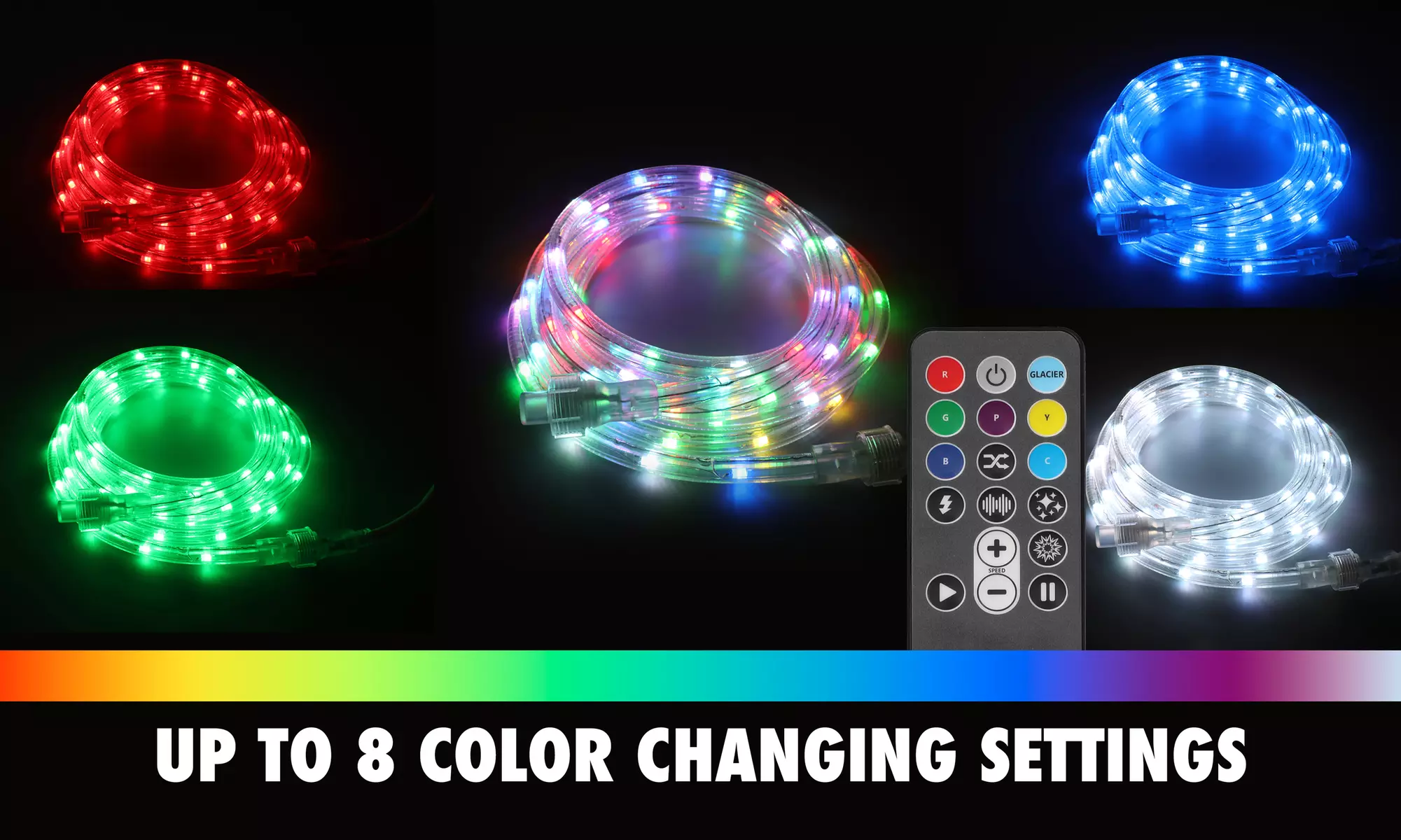2 Pack - 12' Plug-in LED Color Changing Rope Light with Remote Control - Primary Image