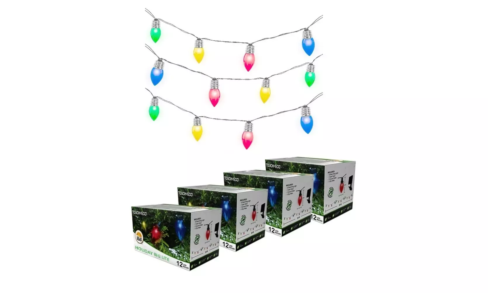 Touch Of ECO Holiday Outdoor Solar Multi-Colored LED Christmas String Lights