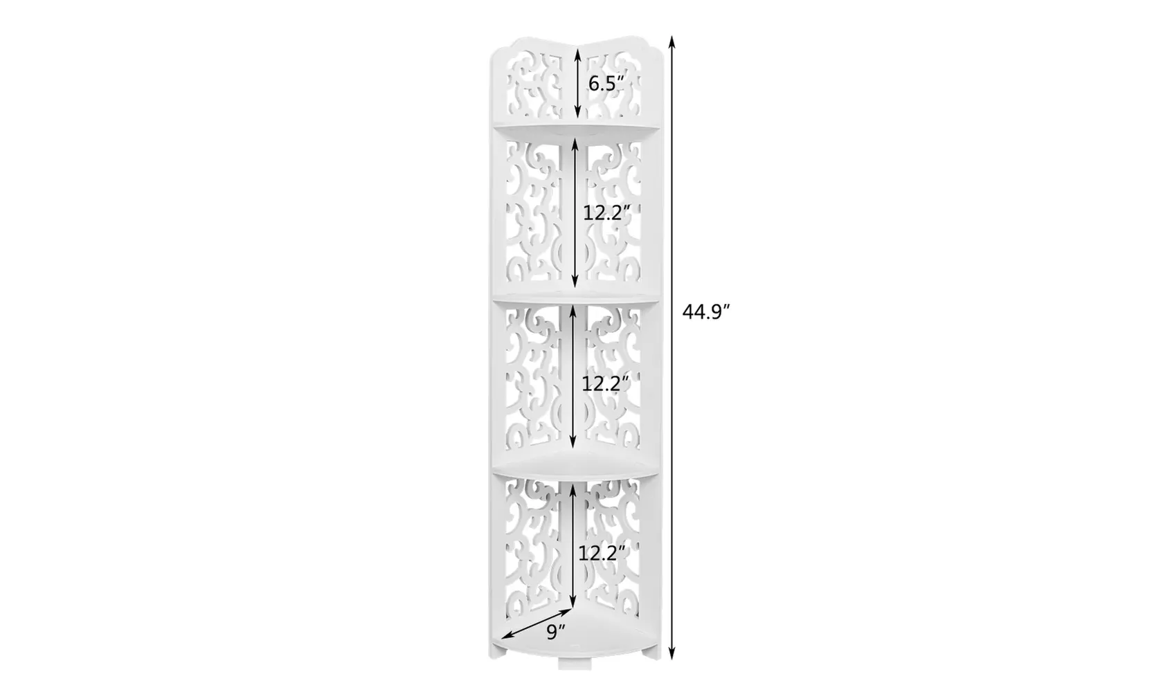 Daqing Carving Style 120-Degree Angle 4 Layers Bathroom Cabinet Shelf White - Primary Image