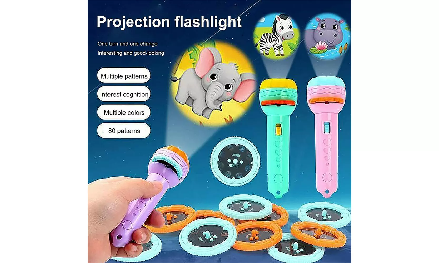  US Slide Projector Flashlight Children's Projection Light Toy 