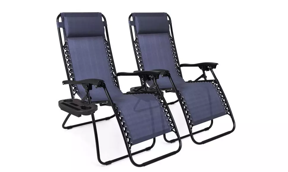 2 - Steel Mesh Zero Gravity Reclining Lounge Chairs