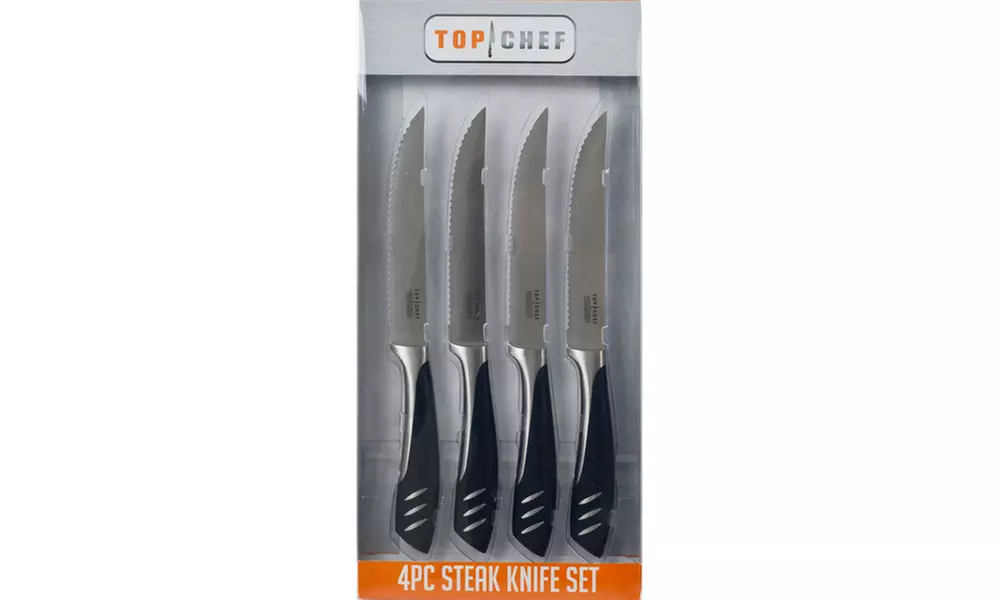 Top Chef 5 inch Stainless Steel Steak Knife Set - 4 Pieces - Second Medium