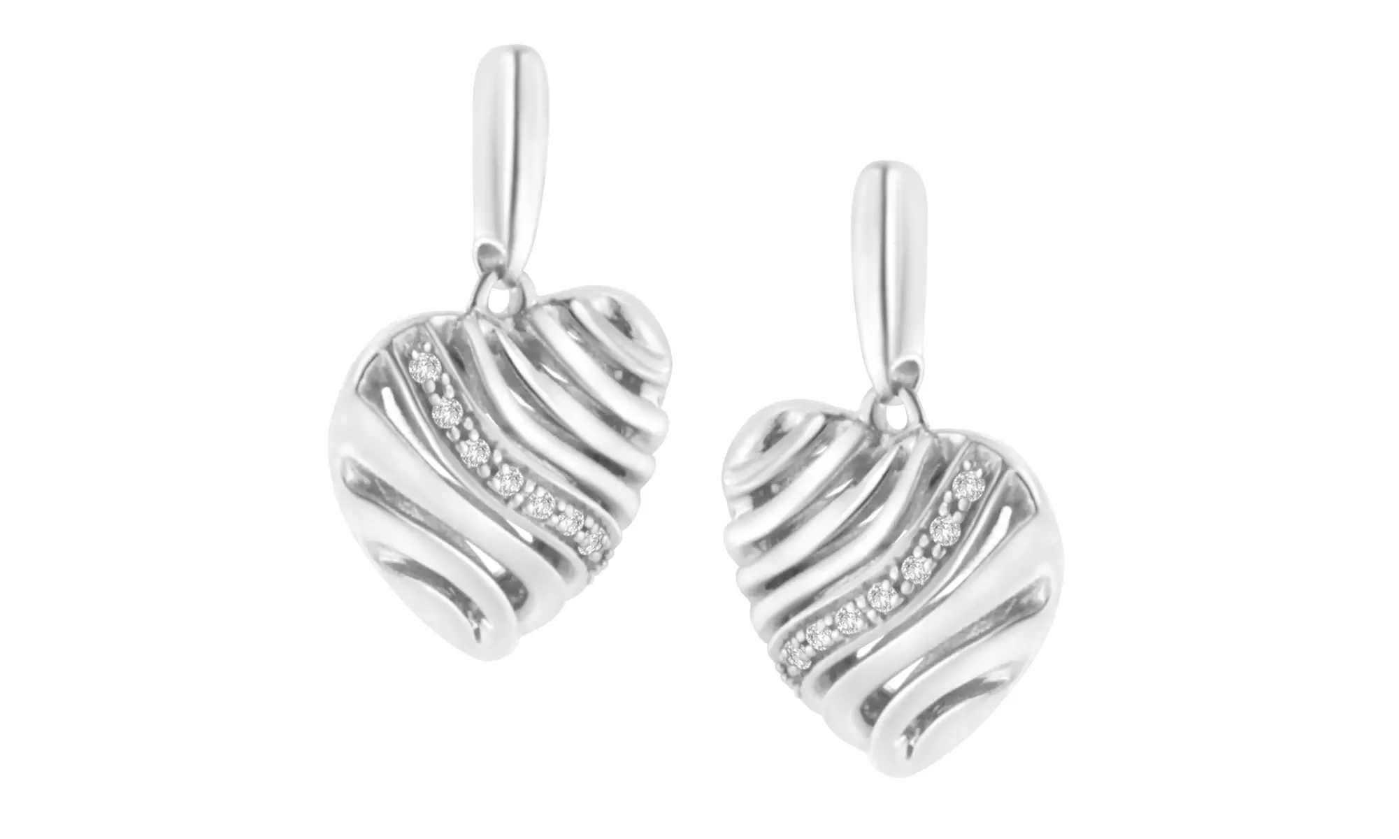 Silver & Genuine Diamond Heart Jewelry Set – Bracelet, Earrings & Pendant Necklace